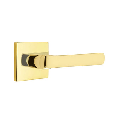 Emtek Spencer Lever with Square Rosette in Unlacquered Brass