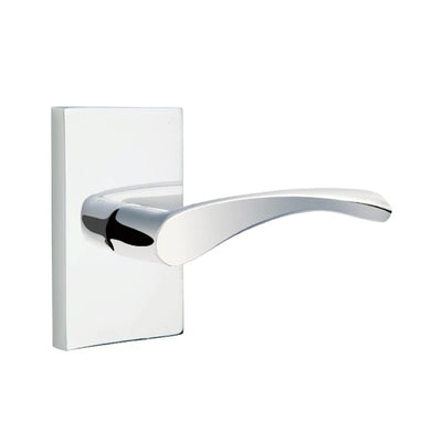 Emtek Triton Lever with Modern Rectangular Rosette in Polished Chrome