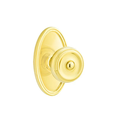 Emtek Waverly Knob with Oval Rosette in Polished Brass