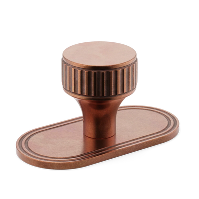 Armac Martin Barwick Ridged Cabinet Knob with Backplate in 25mm / Aged Copper
