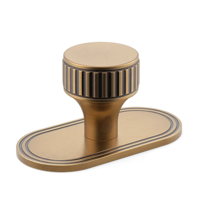 Armac Martin Barwick Ridged Cabinet Knob with Backplate in 25mm / Fine English Antique