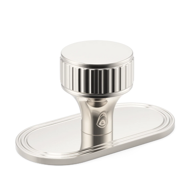 Armac Martin Barwick Ridged Cabinet Knob with Backplate in 25mm / Polished Nickel Plate