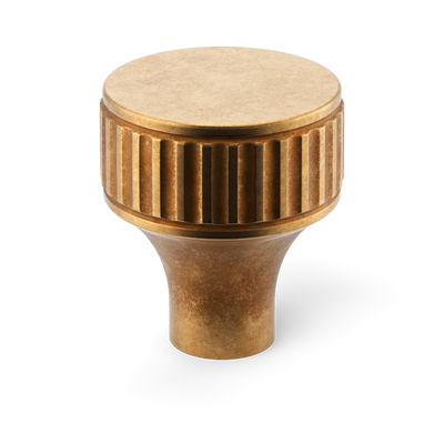 Armac Martin Barwick Ridged Cabinet Knob in 25mm / Burnished Brass