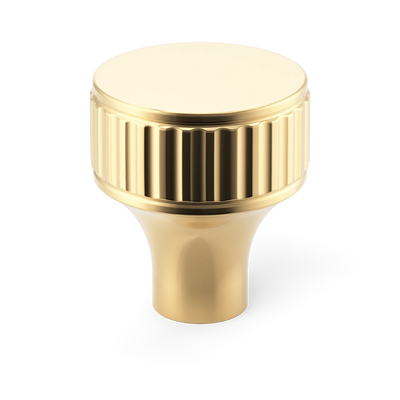 Armac Martin Barwick Ridged Cabinet Knob in 25mm / Polished Brass Unlacquered