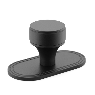 Armac Martin Barwick Plain Cabinet Knob with Backplate in 25mm / Matt Black Lacquered