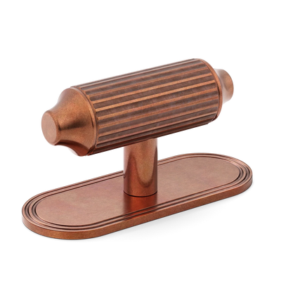 Armac Martin Barwick Ridged T-bar Handle with Backplate in 79mm / Aged Copper