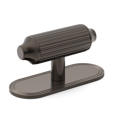 Armac Martin Barwick Ridged T-bar Handle with Backplate in 79mm / Dark Bronze