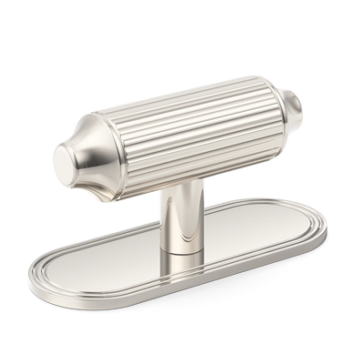 Armac Martin Barwick Ridged T-bar Handle with Backplate in 79mm / Polished Nickel Plate