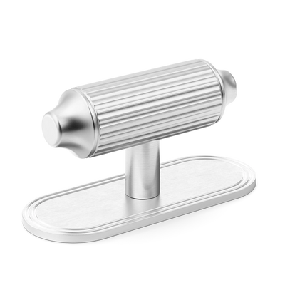 Armac Martin Barwick Ridged T-bar Handle with Backplate in 79mm / Satin Chrome Plate