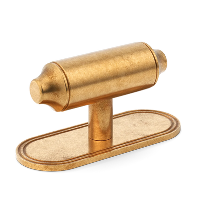 Armac Martin Barwick Plain T-bar Handle with Backplate Plain in 79mm / Burnished Brass