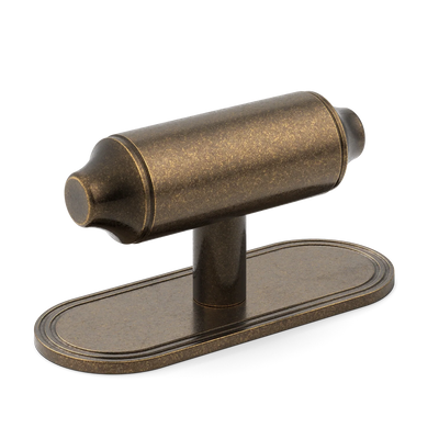 Armac Martin Barwick Plain T-bar Handle with Backplate Plain in 79mm / Dark Aged Brass