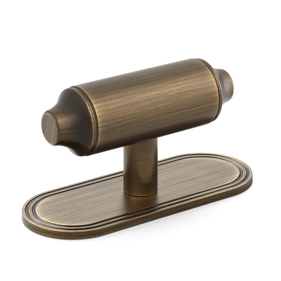 Armac Martin Barwick Plain T-bar Handle with Backplate Plain in 79mm / Satin Antique Satin Lacquered