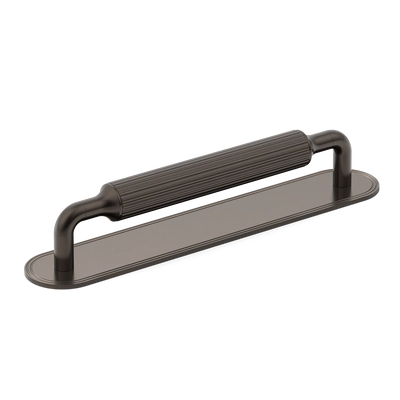 Armac Martin Barwick Ridged Cabinet Pull Handle with Backplate in 128mm / Dark Bronze