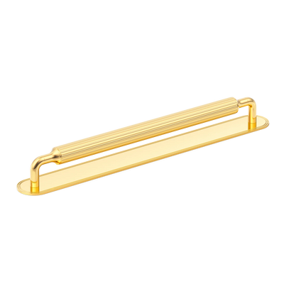 Armac Martin Barwick Ridged Appliance Pull with Backplate in 384mm / Polished Brass Lacquered