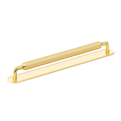 Armac Martin Barwick Ridged Appliance Pull with Backplate in 384mm / Satin Brass Lacquered