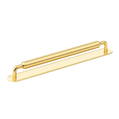 Armac Martin Barwick Plain Appliance Pull with Backplate in 384mm / Satin Brass Lacquered