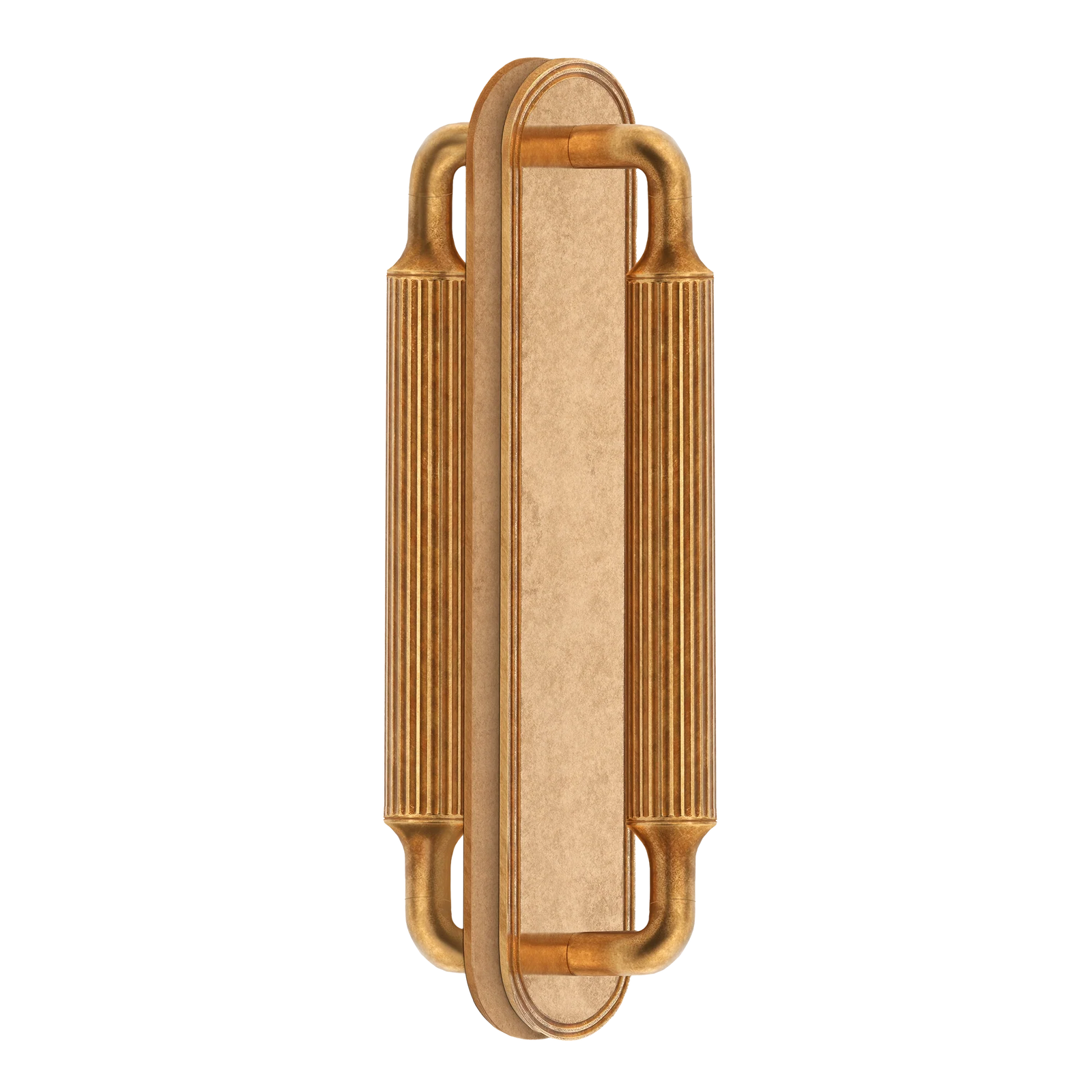 Armac Martin Barwick Ridged Back to Back Pull Handles with Backplate in 224mm / Burnished Brass