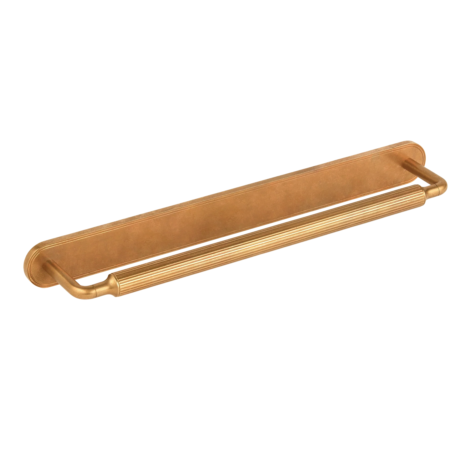 Armac Martin Barwick Ridged Bath Towel Rail with Backplate in 450mm / Burnished Brass