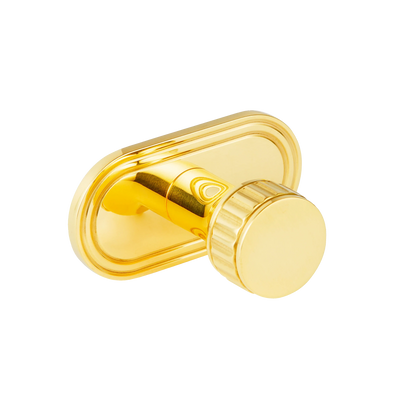 Armac Martin Barwick Ridged Robe Hook with Backplate in 22mm / Polished Brass Lacquered