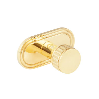 Armac Martin Barwick Ridged Robe Hook with Backplate in 22mm / Polished Brass Unlacquered