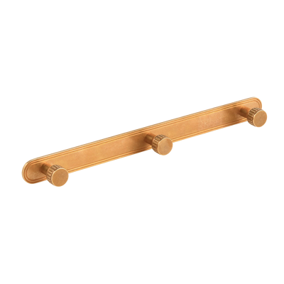 Armac Martin Barwick Ridged Wall Hook Rack in 328mm (3 hooks) / Burnished Brass