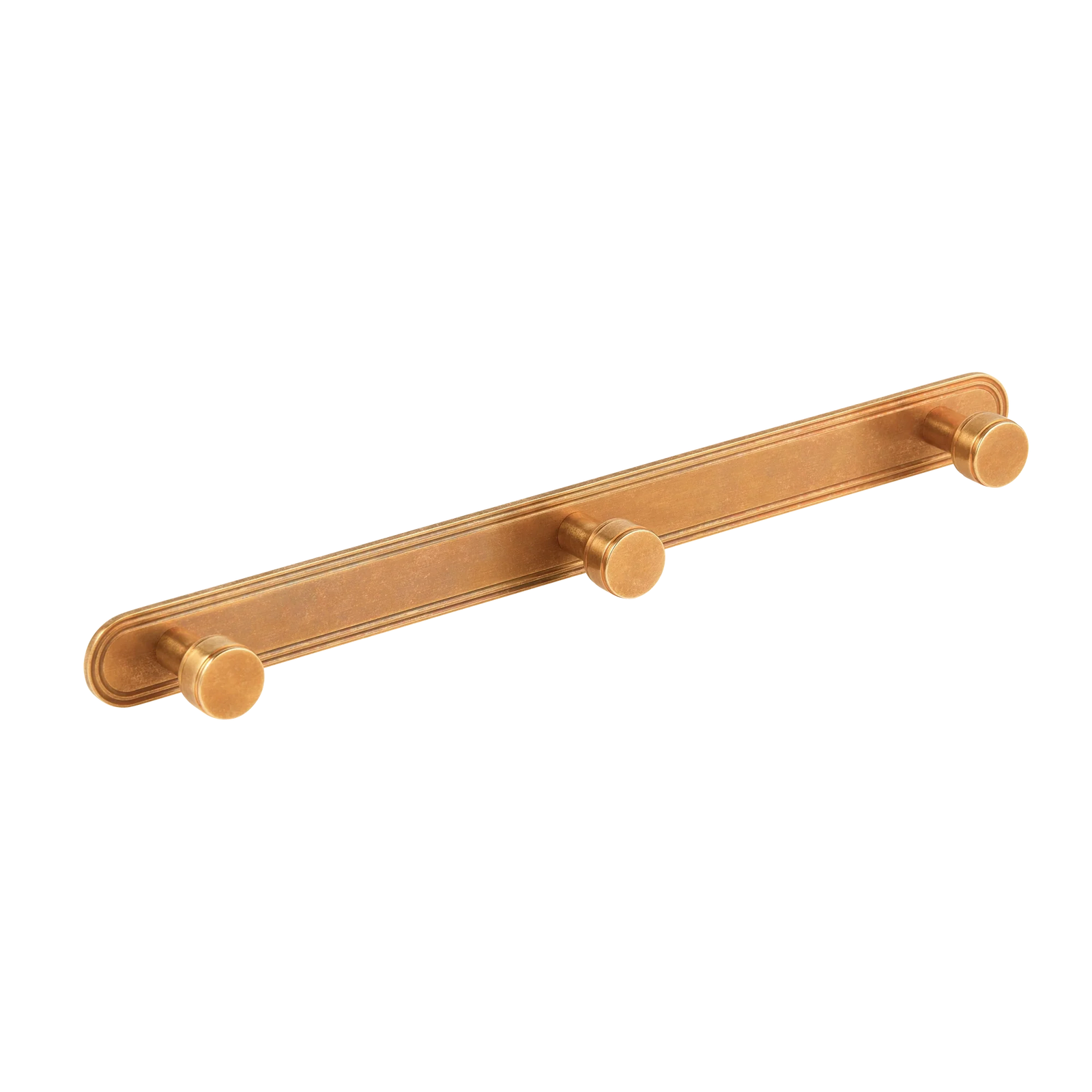 Armac Martin Barwick Plain Wall Hook Rack in 328mm (3 hooks) / Polished Brass Unlacquered