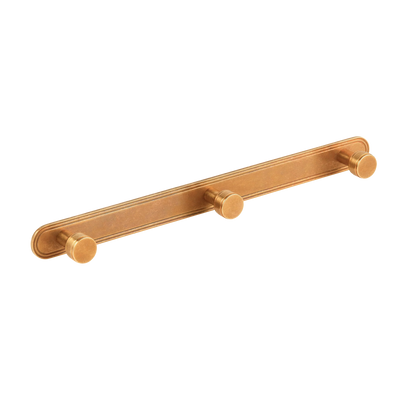 Armac Martin Barwick Plain Wall Hook Rack in 328mm (3 hooks) / Polished Brass Unlacquered