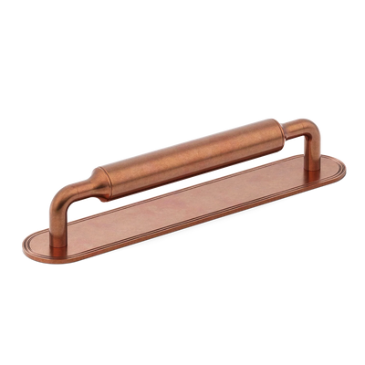 Armac Martin Barwick Plain Cabinet Pull Handle with Backplate in 128mm / Aged Copper