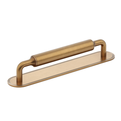 Armac Martin Barwick Plain Cabinet Pull Handle with Backplate in 128mm / Fine English Antique