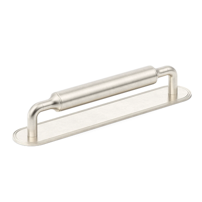 Armac Martin Barwick Plain Cabinet Pull Handle with Backplate in 128mm / Barrelled Nickel Plate