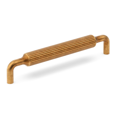 Armac Martin Barwick Ridged Cabinet Pull Handle in 128mm / Burnished Brass
