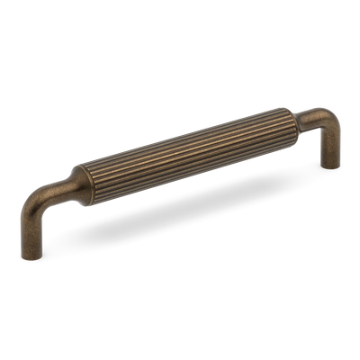 Armac Martin Barwick Ridged Cabinet Pull Handle in 128mm / Dark Aged Brass