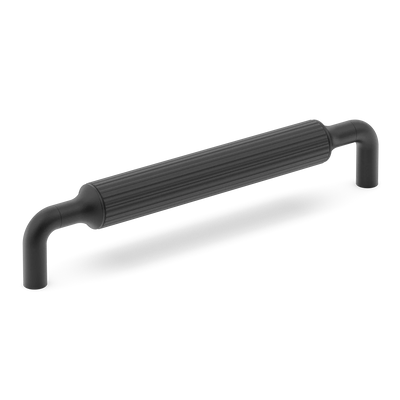 Armac Martin Barwick Ridged Cabinet Pull Handle in 128mm / Matt Black Lacquered