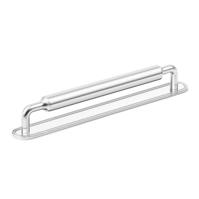 Armac Martin Barwick Slim Plain Cabinet Pull Handle with Backplate in 96mm / Polished Chrome Plate