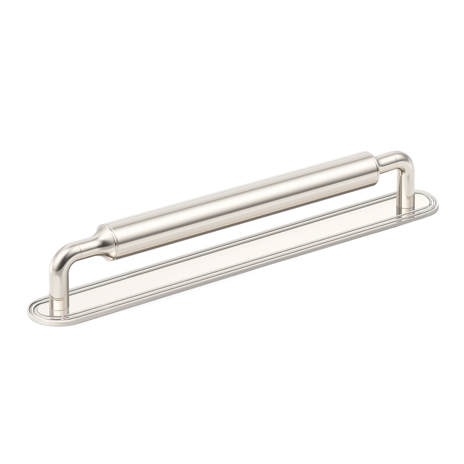 Armac Martin Barwick Slim Plain Cabinet Pull Handle with Backplate in 96mm / Polished Nickel Plate