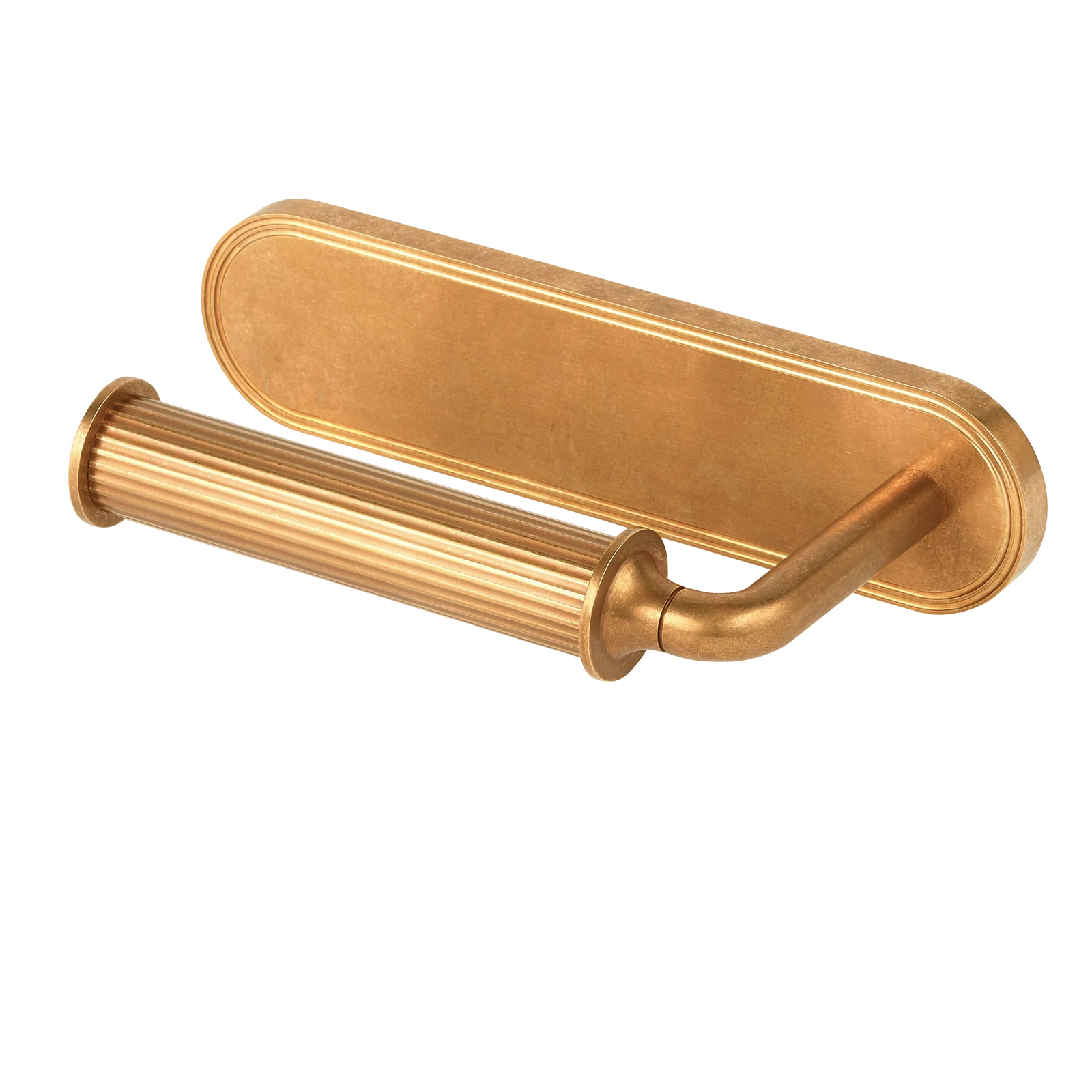 Armac Martin Barwick Ridged Toilet Roll Holder with Backplate in 175mm / Left Hand / Burnished Brass