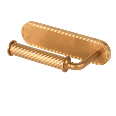 Armac Martin Barwick Ridged Toilet Roll Holder with Backplate in 175mm / Left Hand / Burnished Brass