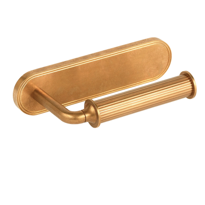 Armac Martin Barwick Ridged Toilet Roll Holder with Backplate in 175mm / Right Hand / Burnished Brass