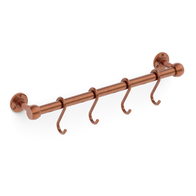 Armac Martin Cotswold Pot Rail & S Hooks in 500mm + 4 S Hooks / Aged Copper