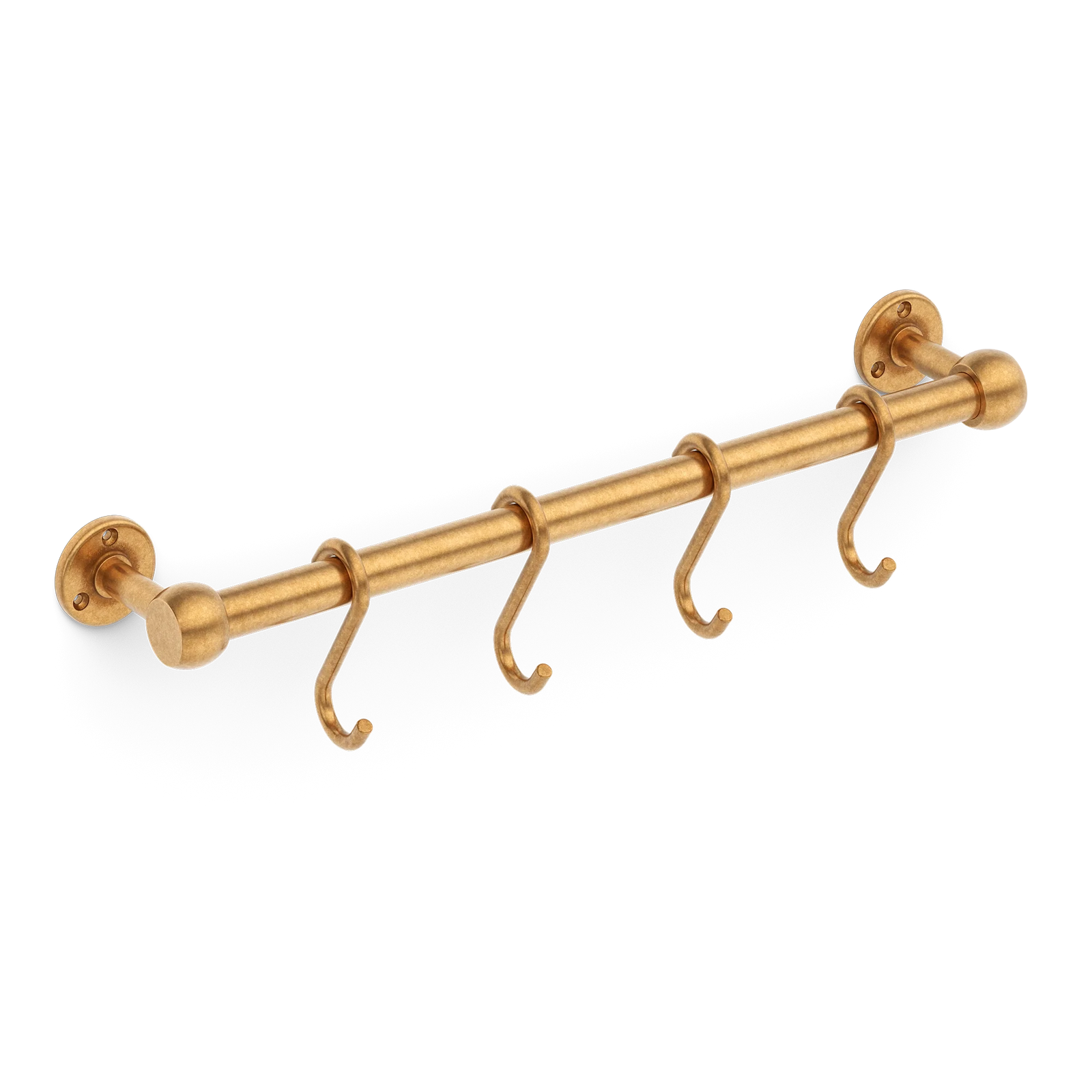 Armac Martin Cotswold Pot Rail & S Hooks in 500mm + 4 S Hooks / Burnished Brass