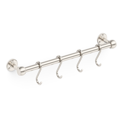 Armac Martin Cotswold Pot Rail & S Hooks in 500mm + 4 S Hooks / Polished Nickel Plate