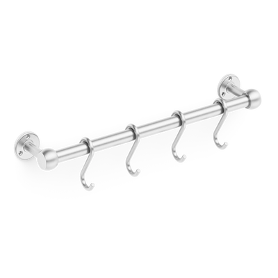 Armac Martin Cotswold Pot Rail & S Hooks in 500mm + 4 S Hooks / Satin Chrome Plate