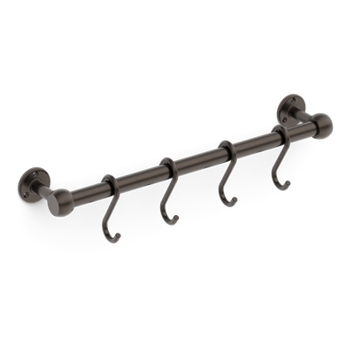 Armac Martin Cotswold Slim Pot Rail & S Hooks in 500mm + 4 S Hooks / Dark Bronze