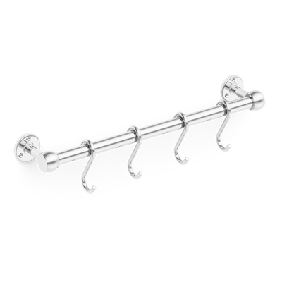 Armac Martin Cotswold Slim Pot Rail & S Hooks in 500mm + 4 S Hooks / Polished Chrome Plate