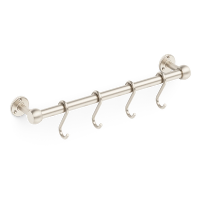 Armac Martin Cotswold Slim Pot Rail & S Hooks in 500mm + 4 S Hooks / Satin Nickel Plate