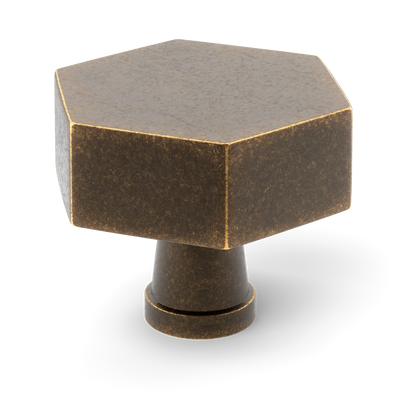 Armac Martin Crossways Cabinet Knob in 32mm / Dark Aged Brass