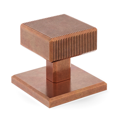 Armac Martin Digbeth Ridged Cabinet Knob with Backplate in 32mm / Aged Copper