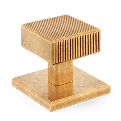 Armac Martin Digbeth Ridged Cabinet Knob with Backplate in 32mm / Burnished Brass