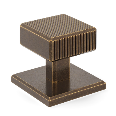 Armac Martin Digbeth Ridged Cabinet Knob with Backplate in 32mm / Dark Aged Brass