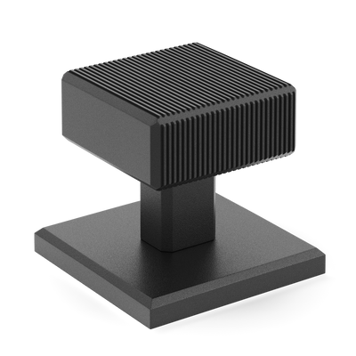 Armac Martin Digbeth Ridged Cabinet Knob with Backplate in 32mm / Matt Black Lacquered